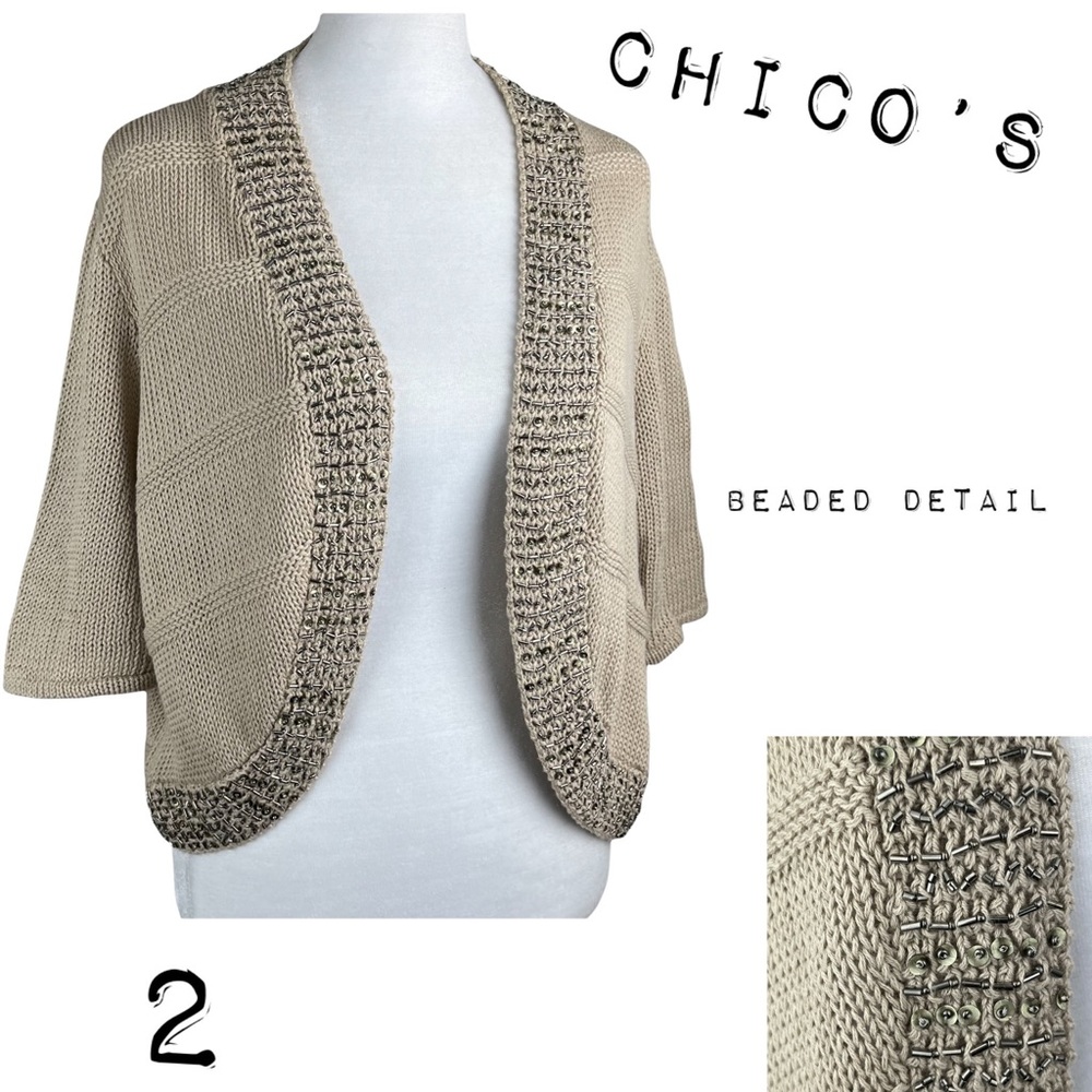 Chico’s Beaded Cardigan Shrug size 2